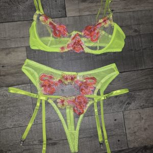 Floral three piece lingerie